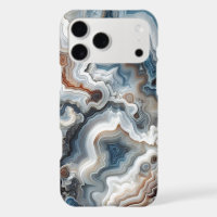 Classy Blue Brown Grey White Quartz Agate Pattern