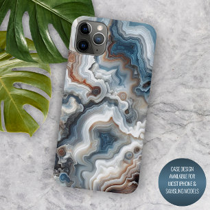 Classy Blue Brown Grey White Quartz Agate Pattern iPhone 11 Pro Max Case