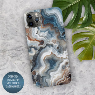 Classy Blue Brown Grey White Quartz Agate Pattern iPhone 11Pro Max Case