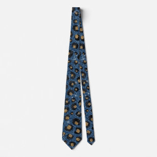 Classy Blue Glitter Black Gold Leopard Print Tie