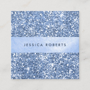 Classy Blue Glitter Pattern Glamourous Square Business Card