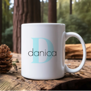 Classy blue monogram mug