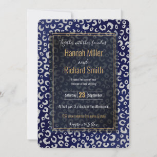 Classy Blue Silver Glitter Leopard Animal Print