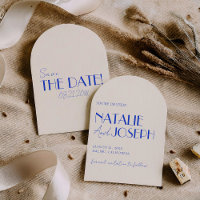 Classy Blue Whimsical Retro Arched Fancy Wedding