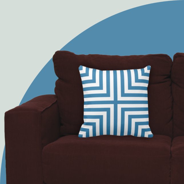 Classy Blue & White Angular Patterned Throw Pillow (Creator Uploaded)