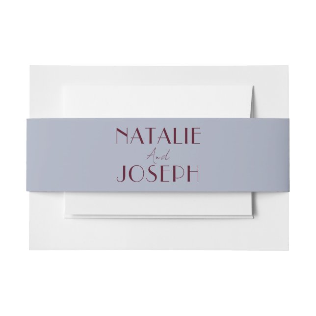 Classy Bluebell Grape Fig Old Money Fancy Wedding Invitation Belly Band (Front Example)