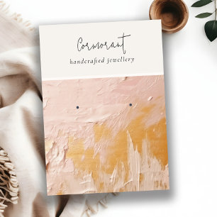 Classy Blush Gold Oil Paint Texture Earring Holder Business Card