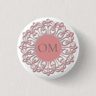 Classy  Blush Pink Mandala OM   3 Cm Round Badge