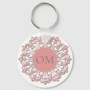Classy Blush Pink Mandala OM Key Ring