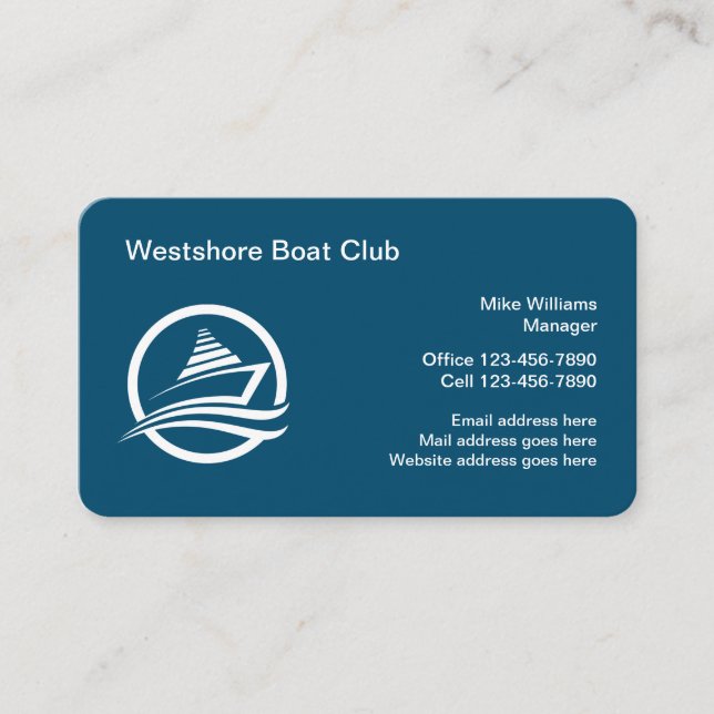 Classy Boat Club Logo Design Business Cards (Front)