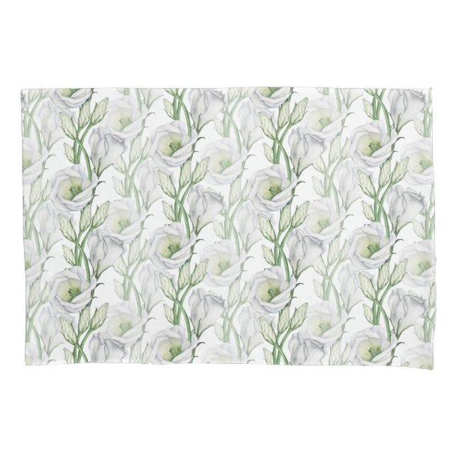 Classy bohemian white floral comfortable pillowcase (Front)