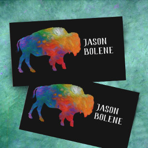 classy bold bison art on black custom business card