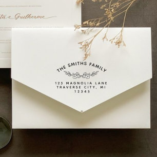 Classy Botanical Branch Family Name Return Address Self-inking Stamp