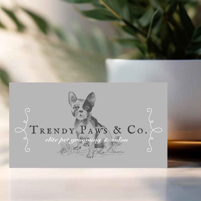 Classy Boutique Style Pet Salon French Bulldog Business Card (Classy Boutique Style Pet Salon French Bulldog Business Card)