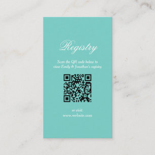 Classy Bride & Co Teal Blue Bridal Shower Registry Enclosure Card