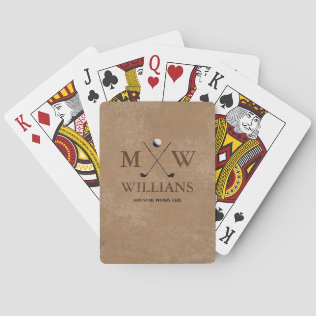 Classy Brown 2-initials/name Playing Cards (Back)