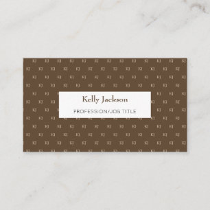 Classy Brown & Beige Monogram Initials Business Card