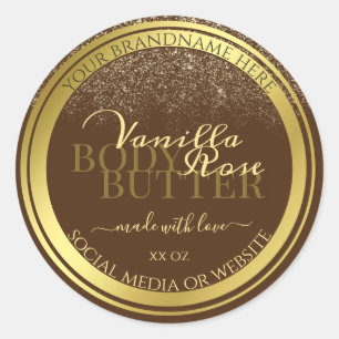 Classy Brown Product Packaging Labels Gold Frame