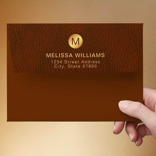 Classy Brown Texture & Gold Professional Initial Envelope (Creator Uploaded)