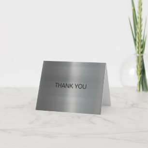 Classy Brushed Metal Thank You Card