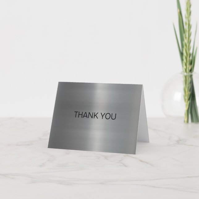 Classy Brushed Metal Thank You Card (Front)