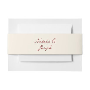 Classy Burgundy Cream Old Money Fancy Wedding Invitation Belly Band