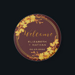 Classy Burgundy & Gold Floral Wedding welcome Magnet<br><div class="desc">The Classy Burgundy & Gold Floral Wedding welcome magnet has a dark burgundy background that is adorned with an intricate gold floral greenery pattern and modern typography. The combination of the rich burgundy and the shimmering gold create an elegant and luxurious aesthetic. ♥ View the collection on this page to...</div>
