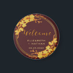Classy Burgundy & Gold Floral Wedding welcome Magnet<br><div class="desc">The Classy Burgundy & Gold Floral Wedding welcome magnet has a dark burgundy background that is adorned with an intricate gold floral greenery pattern and modern typography. The combination of the rich burgundy and the shimmering gold create an elegant and luxurious aesthetic. ♥ View the collection on this page to...</div>