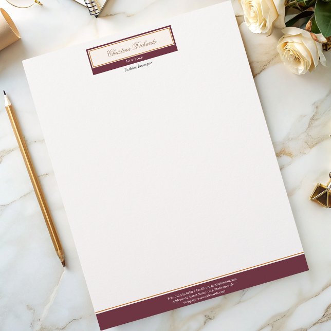 Classy Burgundy Ivory Business Custom Letterhead (Creator Uploaded)