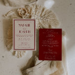Classy Burgundy Ivory Old Money All In One Wedding Invitation<br><div class="desc">This wedding invitation is perfect for your wedding if you are looking for an elegant unique and easy editable all in one invitation .An elegant unique luxurious burgundy and ivory double sided wedding template invitation. as you see it features plain cream background. And classy Parisian font in deep red old...</div>