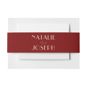 Classy Burgundy Ivory Old Money Luxury Wedding Invitation Belly Band