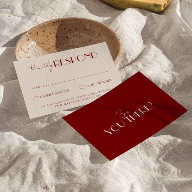 Classy Burgundy Ivory Old Money Timeless Wedding RSVP Card (Creator Uploaded)