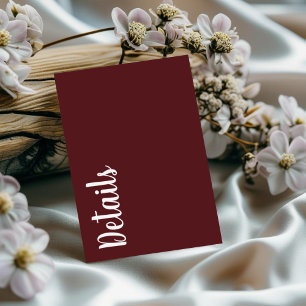 Classy Burgundy Wedding Details Enclosure Card