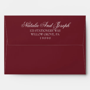 Classy Burgundy White Old Money Retro Wedding Envelope