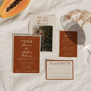 Classy Burnt Orange Old Money Terracotta Wedding Invitation