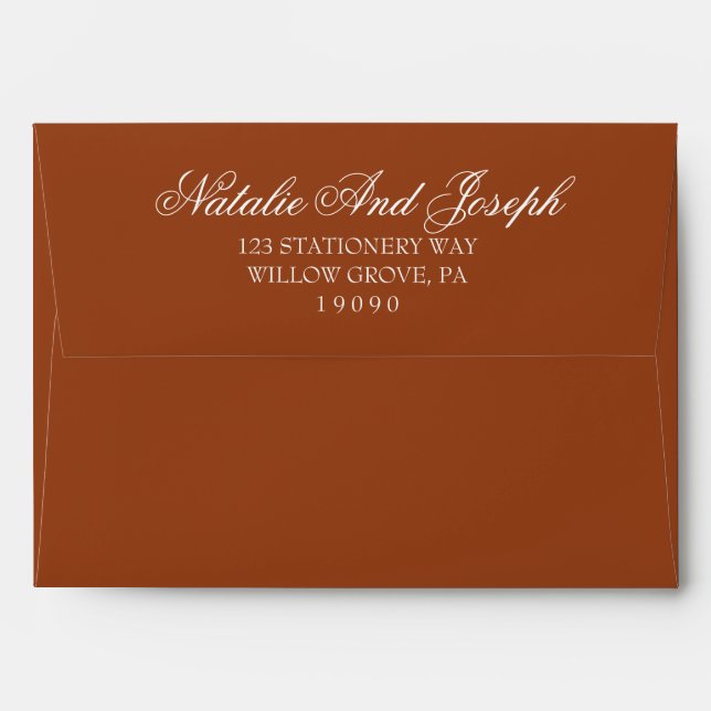 Classy Burnt Orange Terracotta Boho Wedding Envelope (Back (Top Flap))