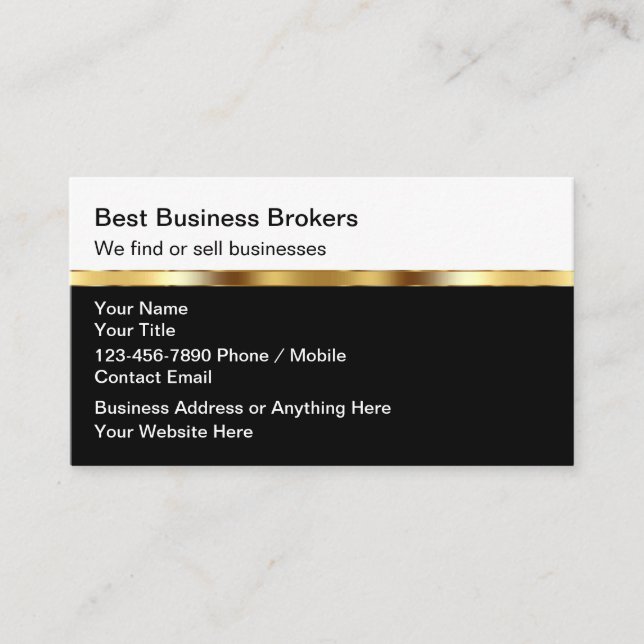Classy Business Broker Marketing Business Cards (Front)