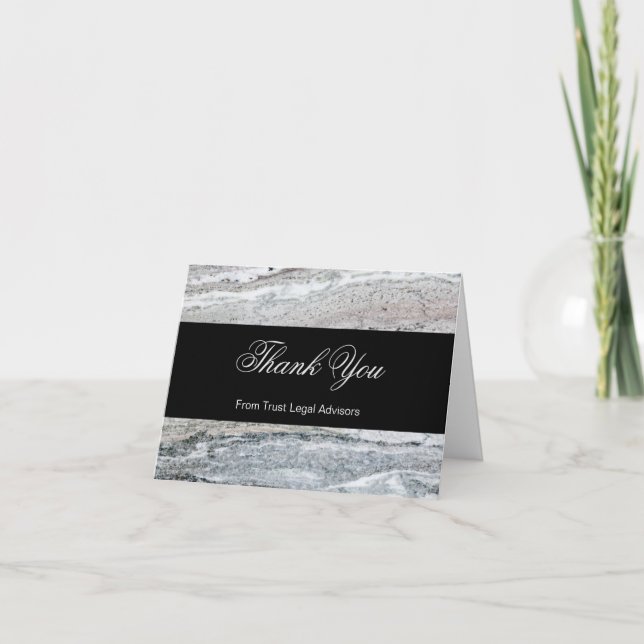 Classy Business Thank You Stone Marble Look Card (Front)
