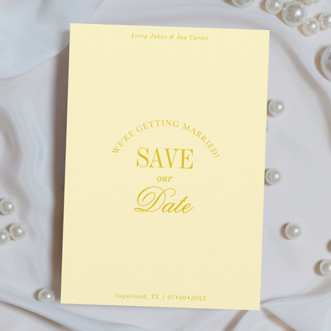 Classy Butter Yellow Elegant Save the Date Card (Creator Uploaded)