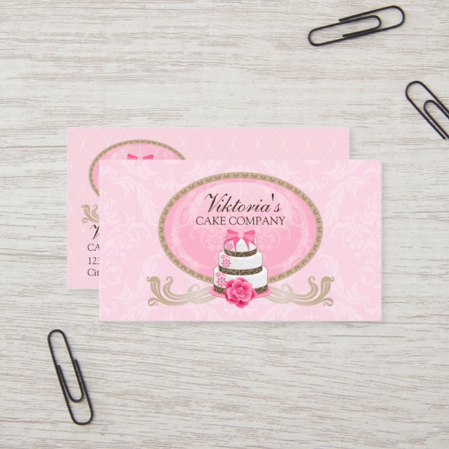 Classy Cake Bakery Business Card (Front/Back In Situ)
