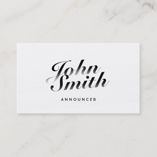 Classy Calligraphic Announcer Business Card (Front)