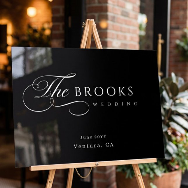 Classy Calligraphic Black Wedding Acrylic Sign (Creator Uploaded)