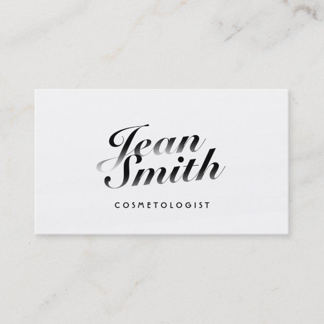 Classy Calligraphic Cosmetologist Business Card (Front)