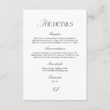 Classy Calligraphy Black and White Wedding Details