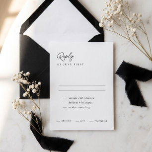 Classy Calligraphy Black White Wedding RSVP Card