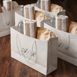 Classy Calligraphy Monogram Wedding Guest Large Gift Bag