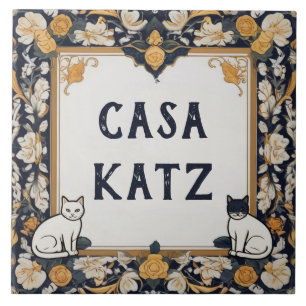 Classy Cat Custom House Name Plate Sign Plaque Ceramic Tile