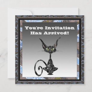 Classy Cat Halloween Party Invitation