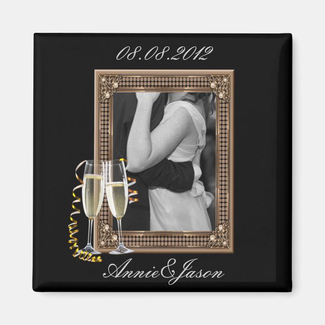 Classy Champagne glasses Wedding Magnet (Front)