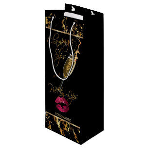 Classy Champagne Sips and Pretty Lips Wine Gift Bag